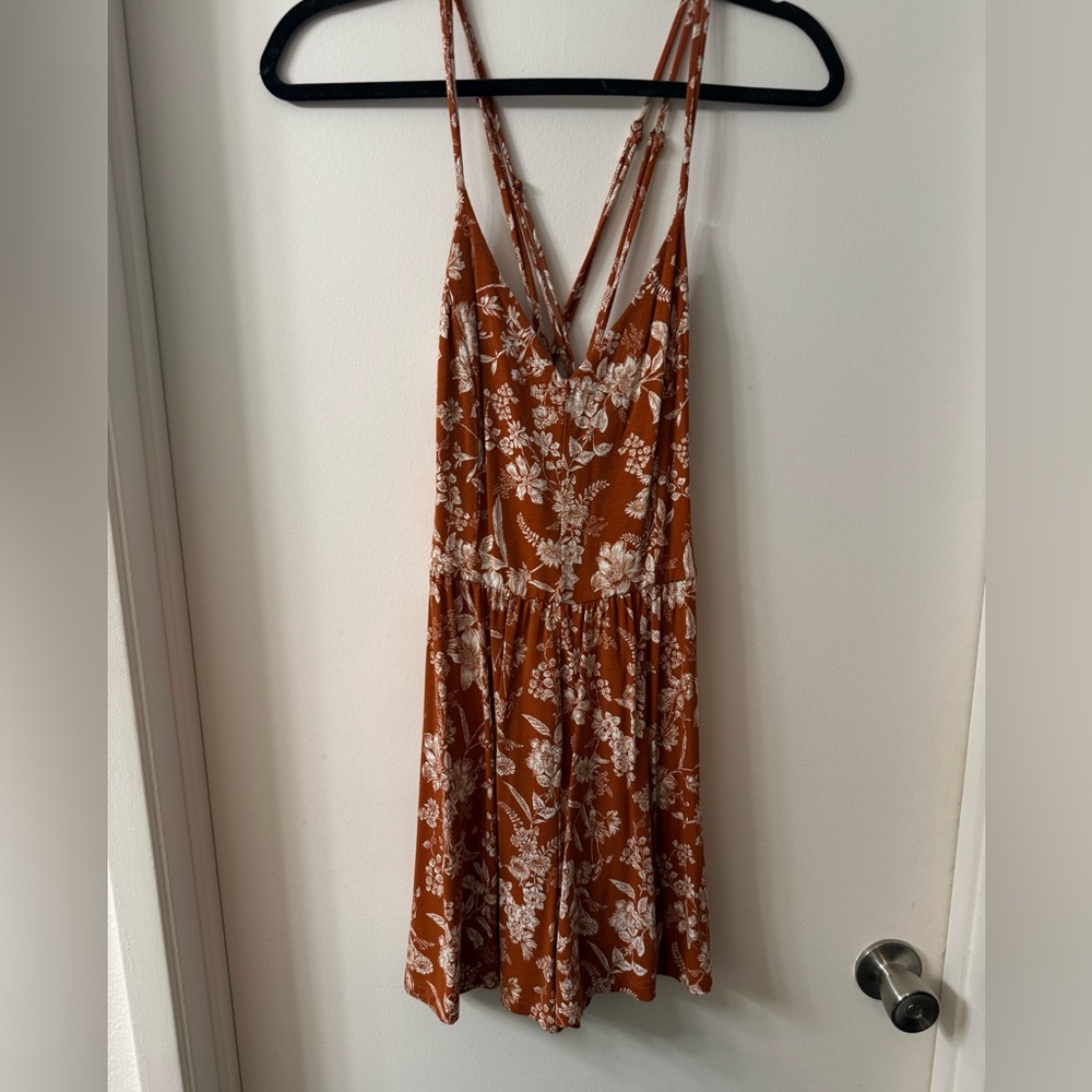 Burnt Orange Floral Romper